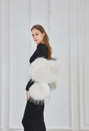 Shaggy faux fur shawl
