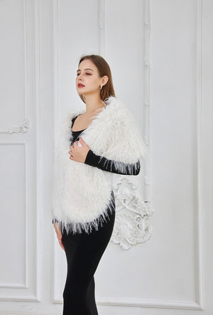 Shaggy faux fur shawl