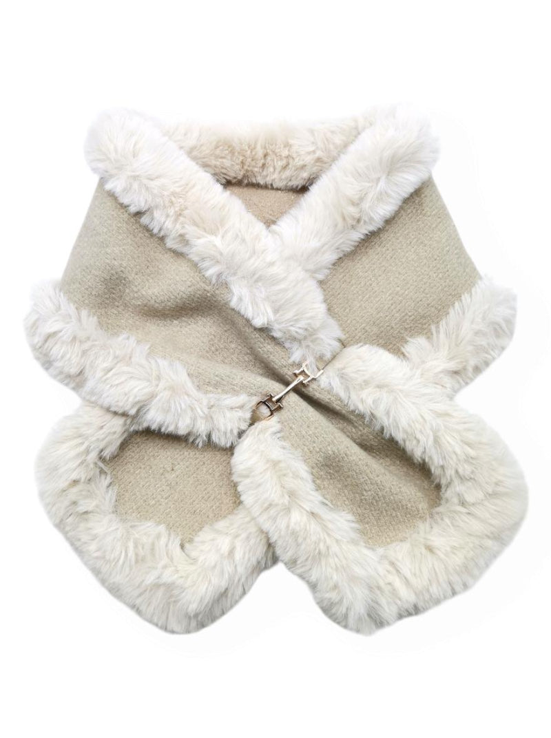 Faux fur suede mix wrap (beige)