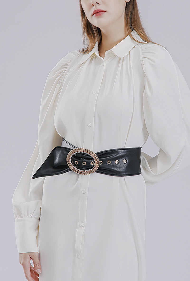 Buckle leatherette belt (gold)