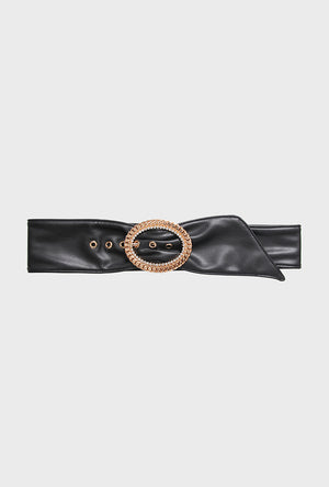 Buckle leatherette belt (gold)