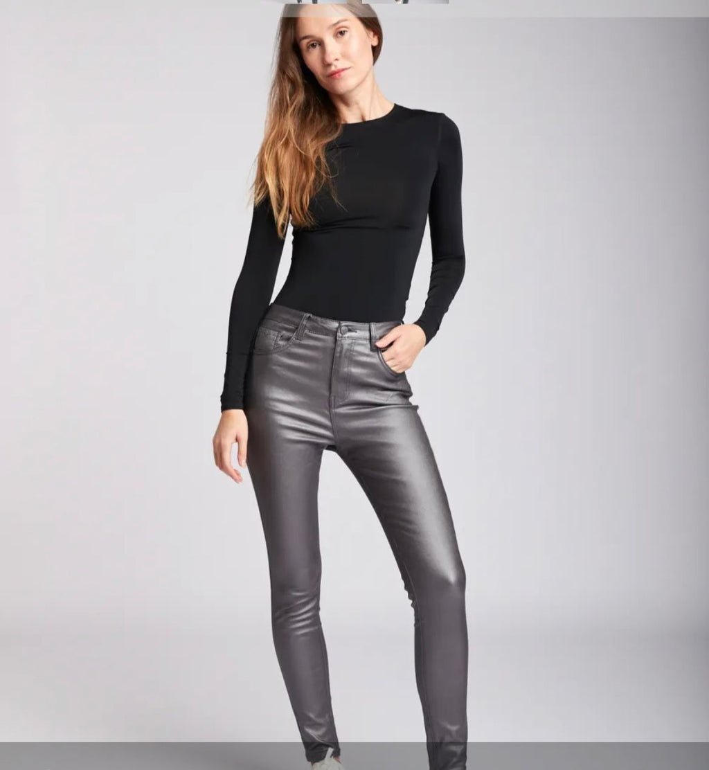 <p>Gun metal grey metallic style jeans</p>