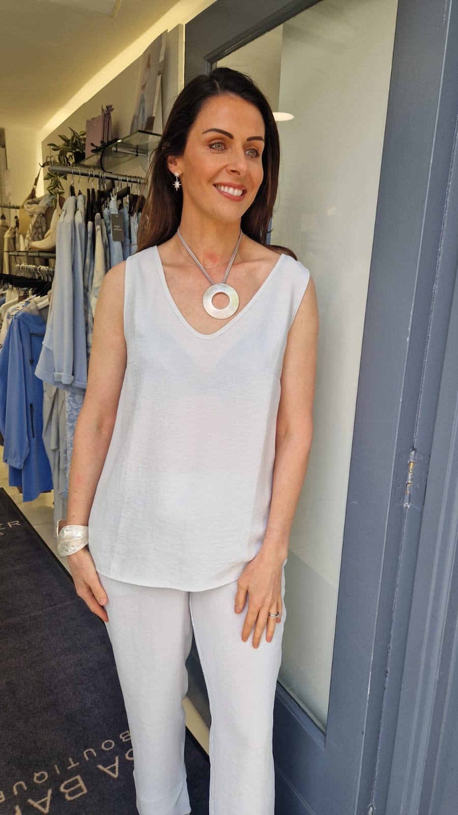 I.NCO v-neck style vest top in light grey. Product code 4248-29 (front)