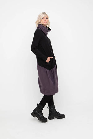 Ozai n Ku mixed fabric dress in grape