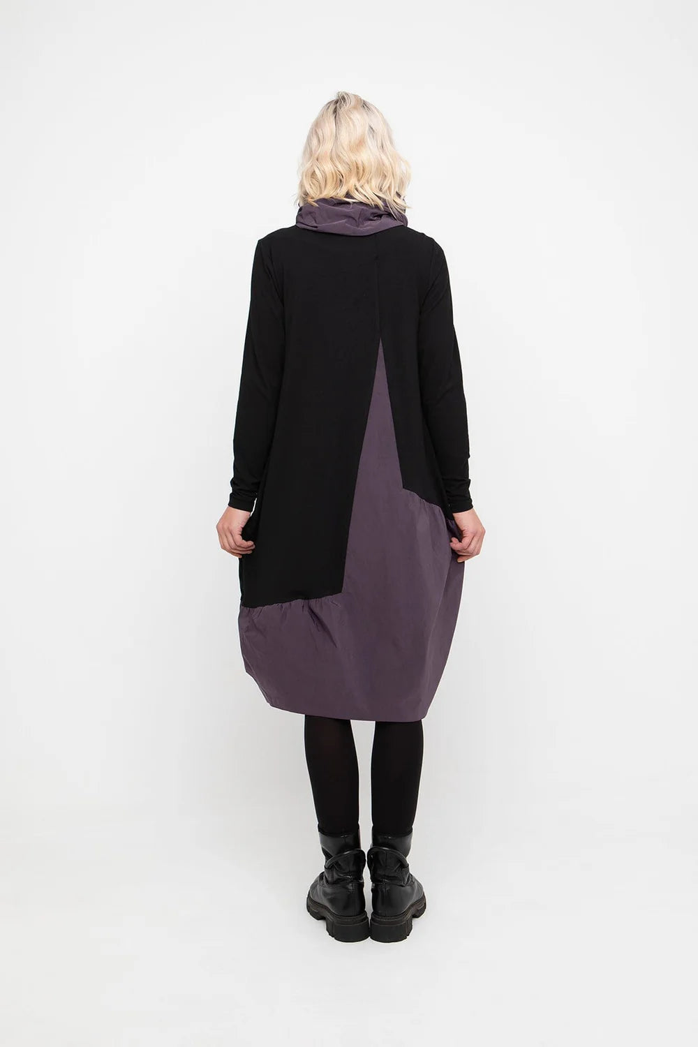 Ozai n Ku mixed fabric dress in grape