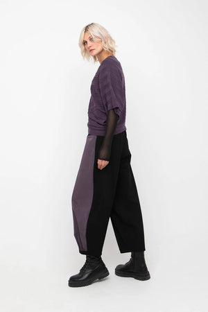 Ozai n ku mix fabric trousers in grape