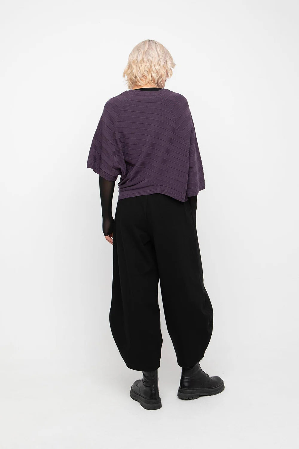 Ozai n ku mix fabric trousers in grape