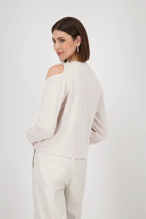 Monari Sweater with diamante and cut-out detail in stone