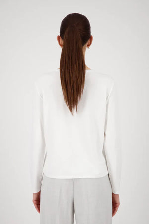 Monari Jersey Blouse with diamante detail in beige