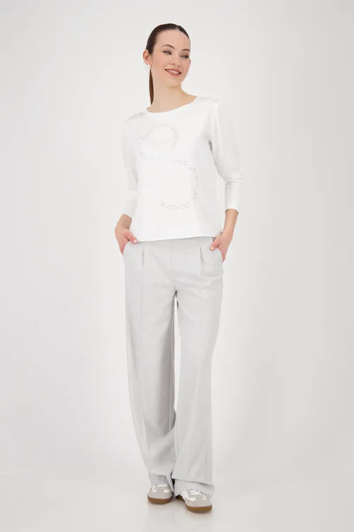 Monari Jersey Blouse with diamante detail in beige