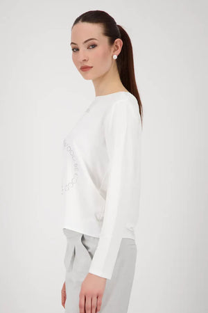 Monari Jersey Blouse with diamante detail in beige