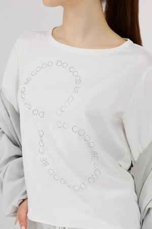 Monari Jersey Blouse with diamante detail in beige
