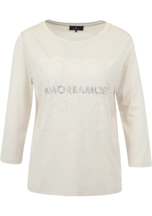 monari lace front top in ecru