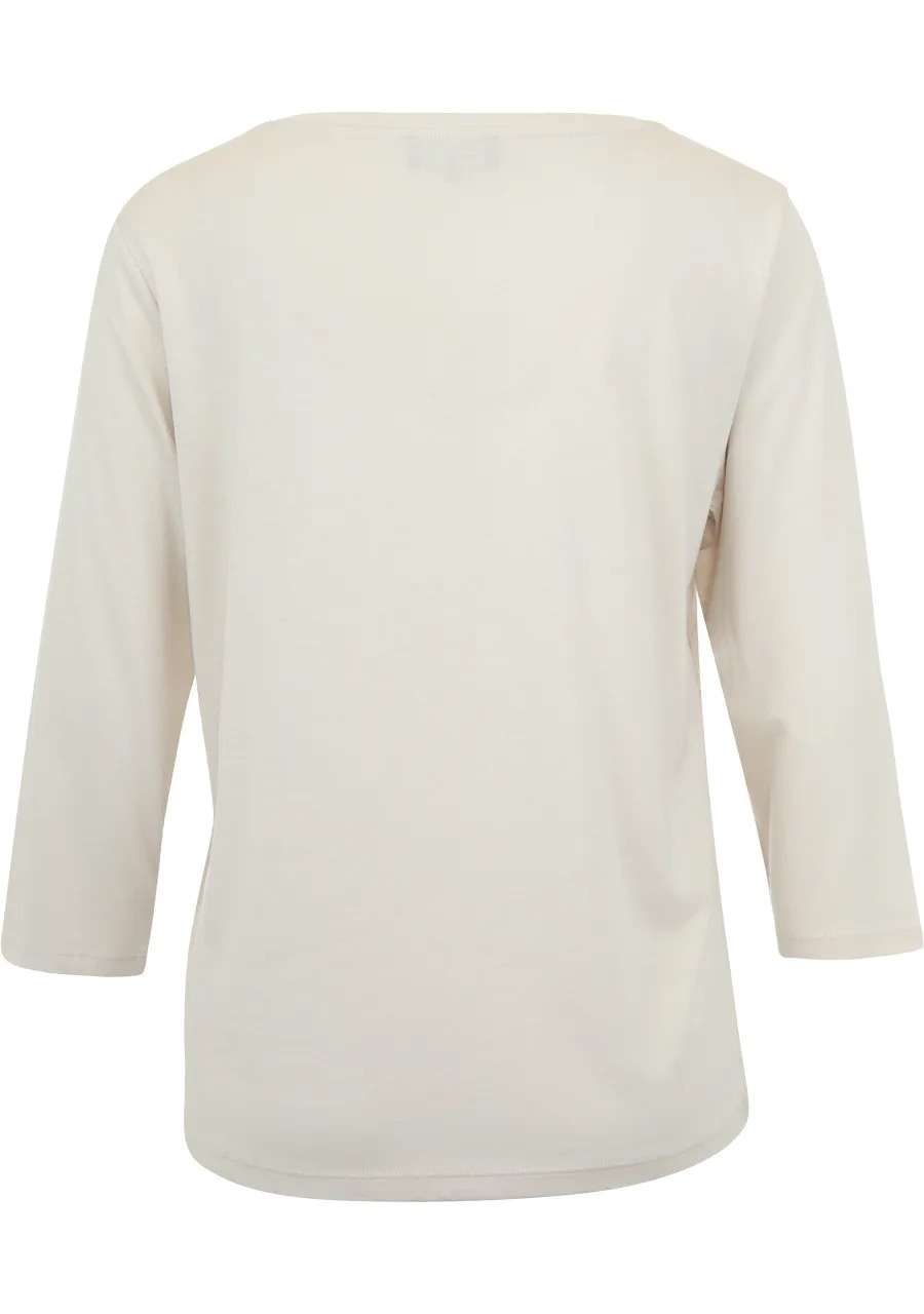 monari lace front top in ecru