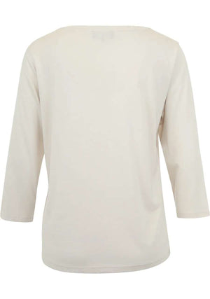 monari lace front top in ecru