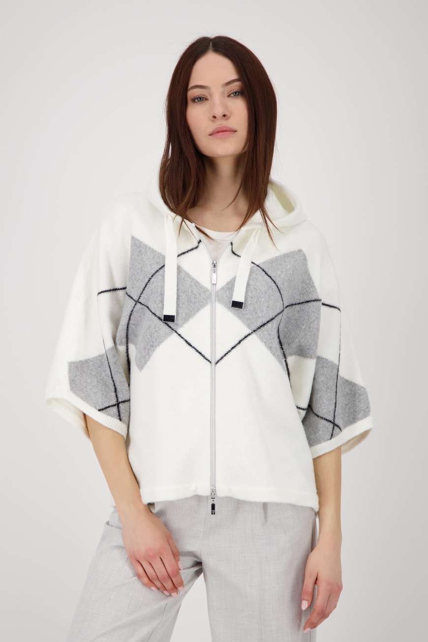 Monari wool cardigan with hood in off white