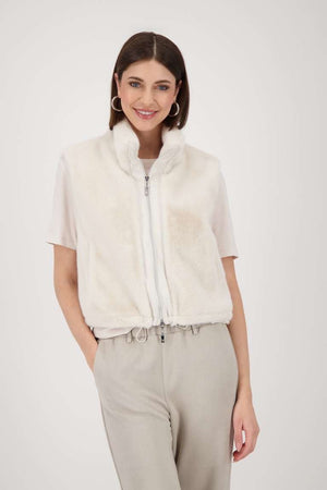 monari faux fur gilet in ecru