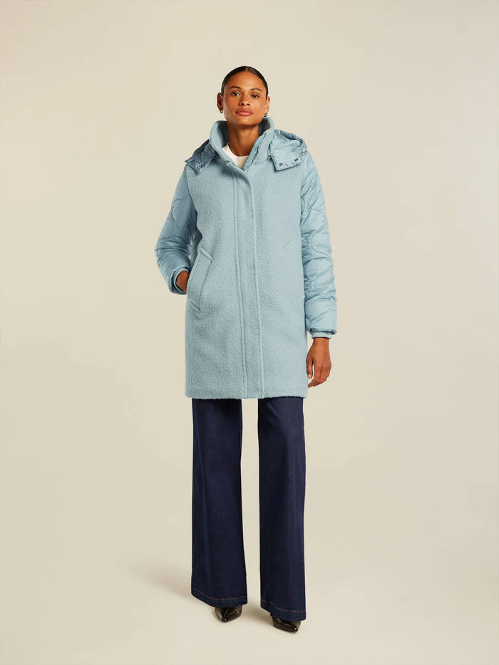 BEAUMONT JOLIA MIX FABRIC COAT IN SEA FOAM