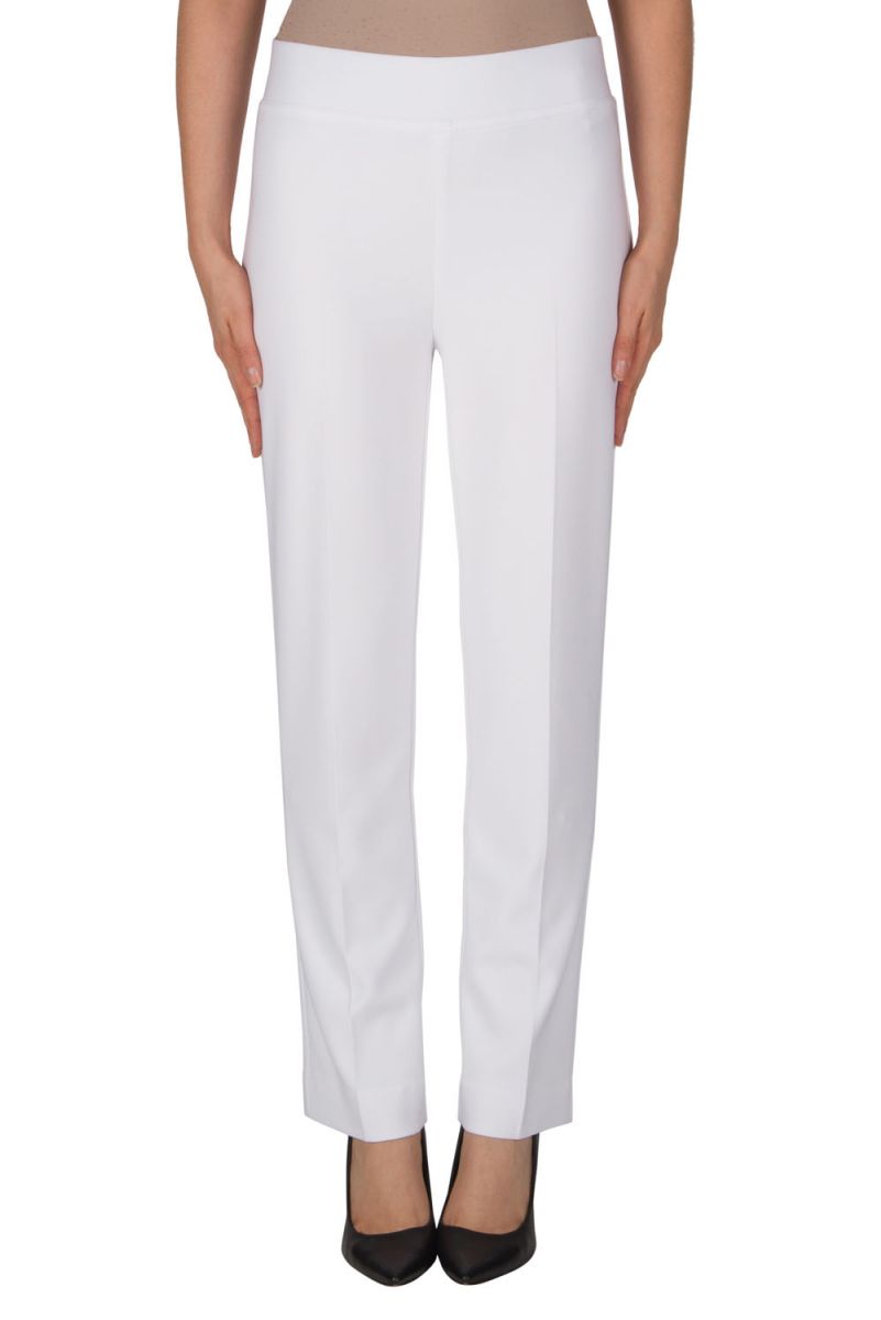 <p>Joseph Ribkoff straight leg trousers with seams and split at heel detail in white</p>