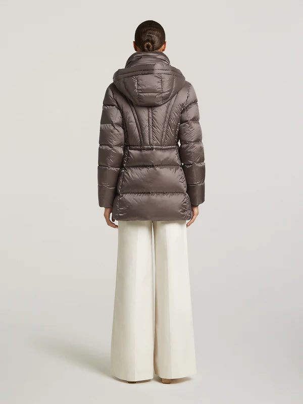 creenstone kelly puffa jacket in grey taupe