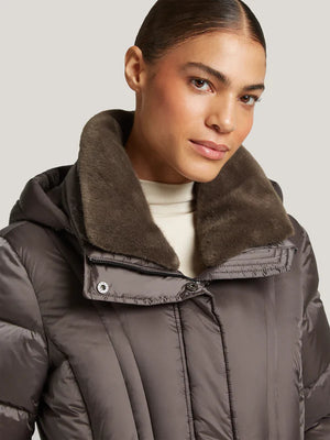 creenstone kelly puffa jacket in grey taupe