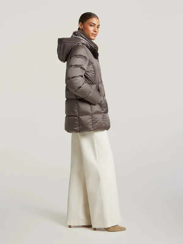 creenstone kelly puffa jacket in grey taupe