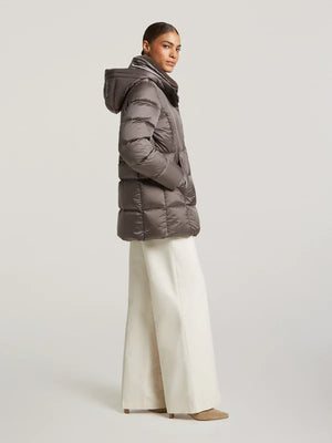 creenstone kelly puffa jacket in grey taupe