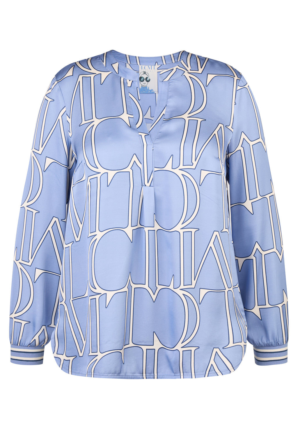 le comte slogan silky blouse in blue