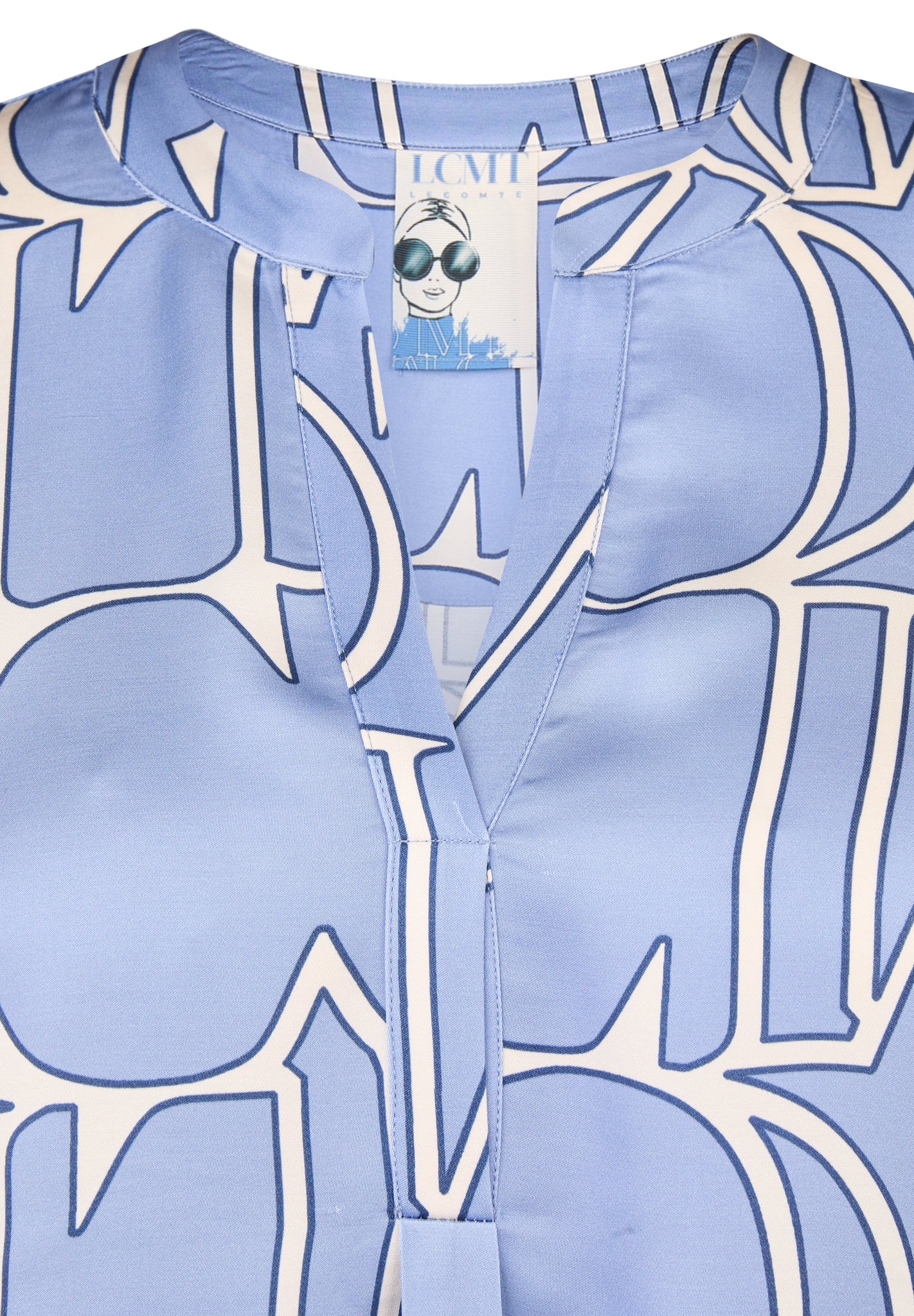 le comte slogan silky blouse in blue