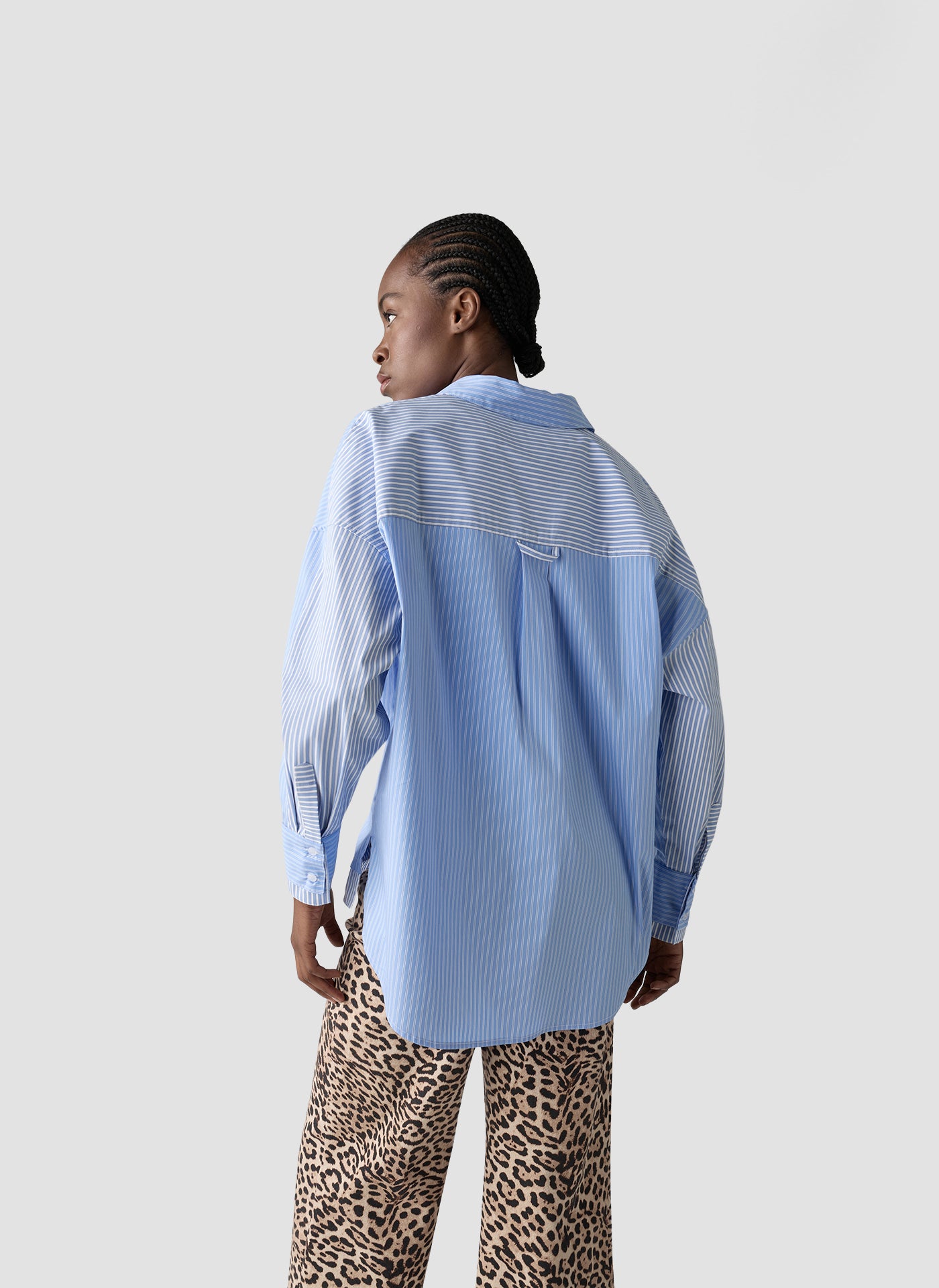le comte pinstripe oversized shirt in blue