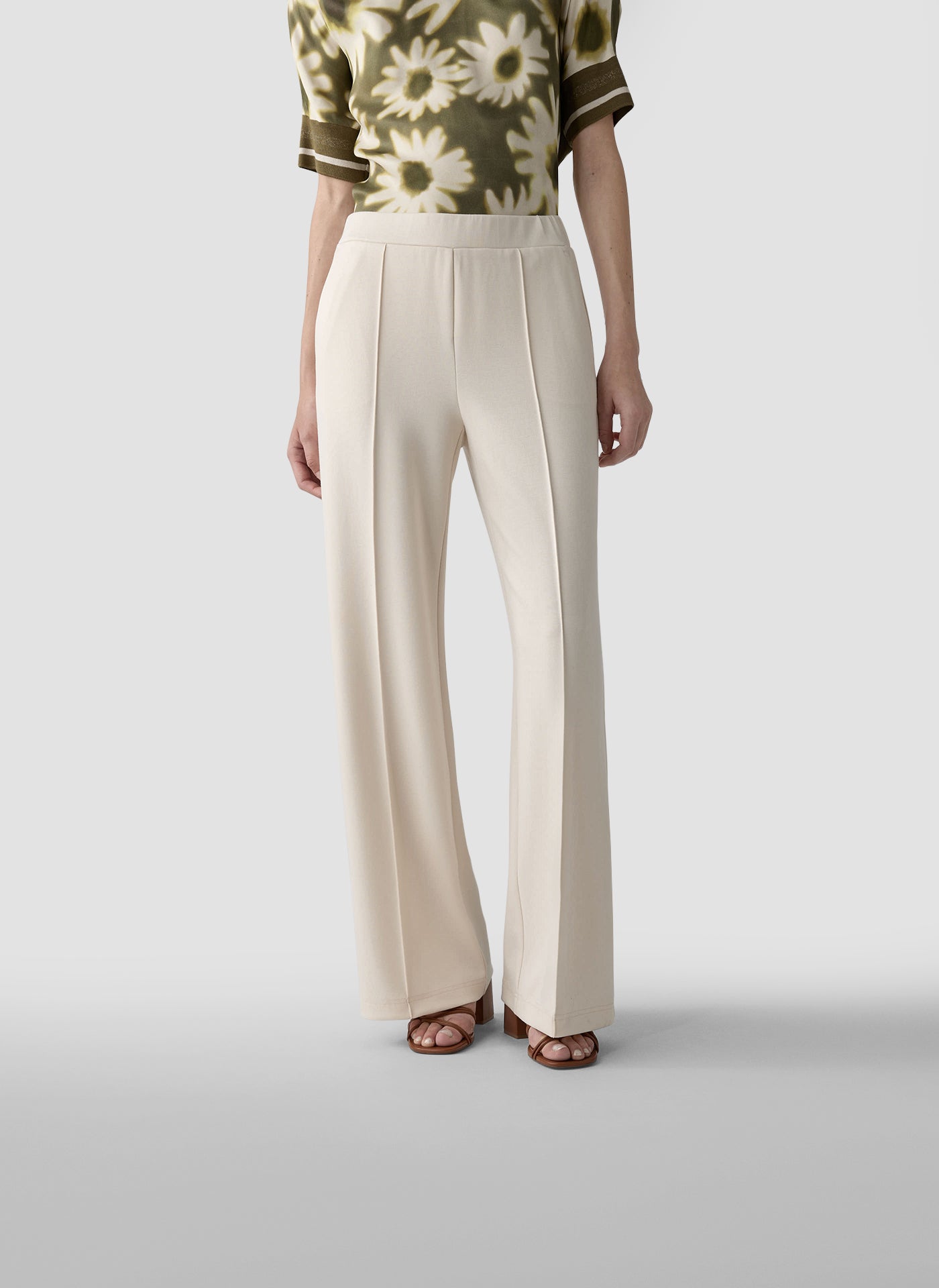 le comte jersey wide leg trousers in cream