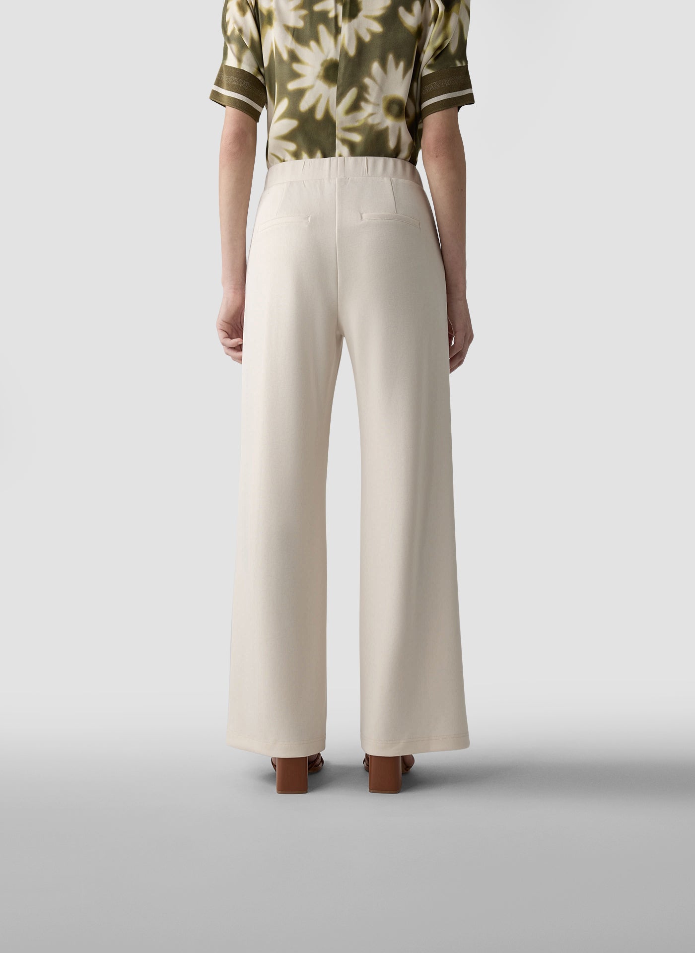 le comte jersey wide leg trousers in cream