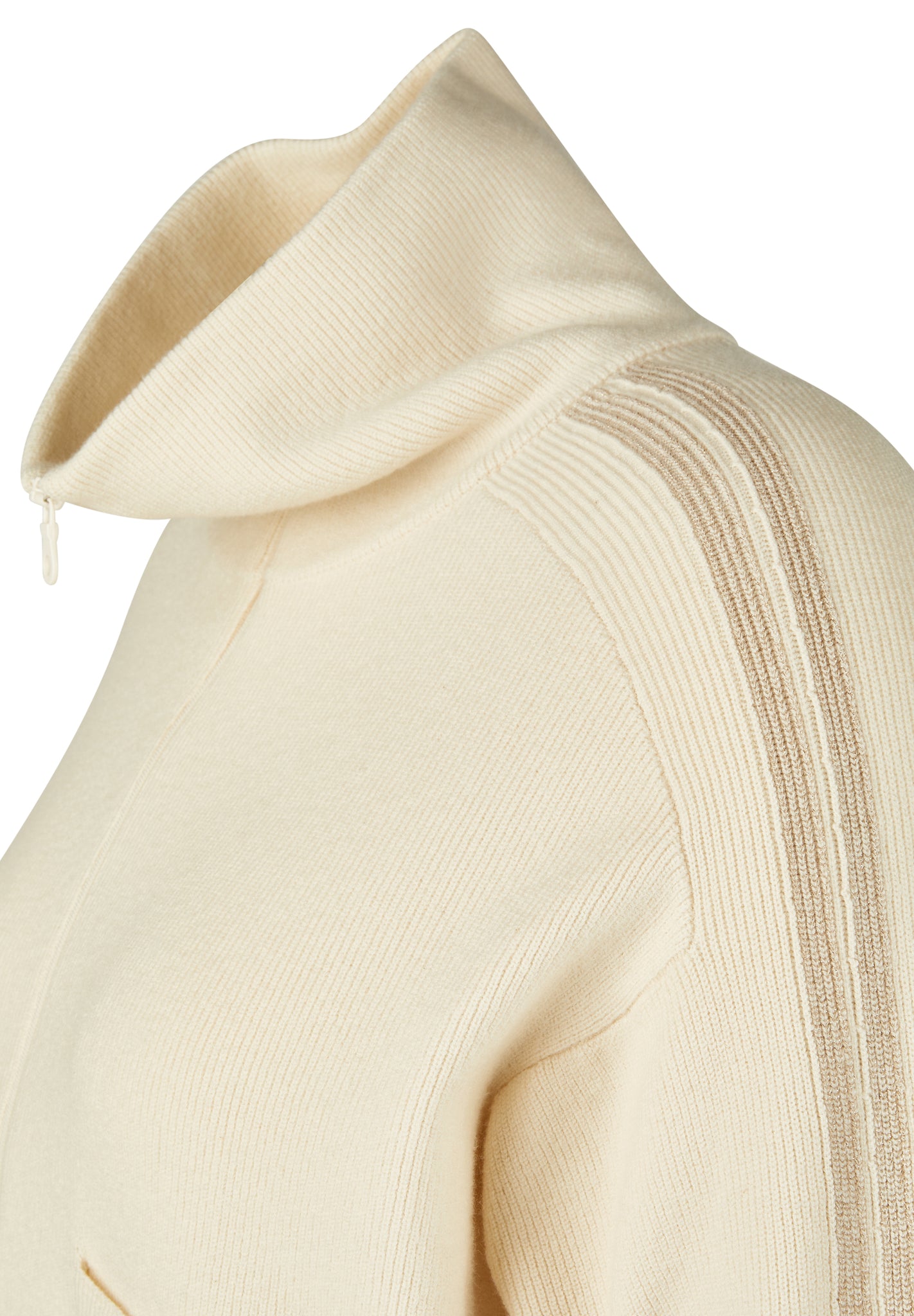 le comte glitter zip up cardigan in beige