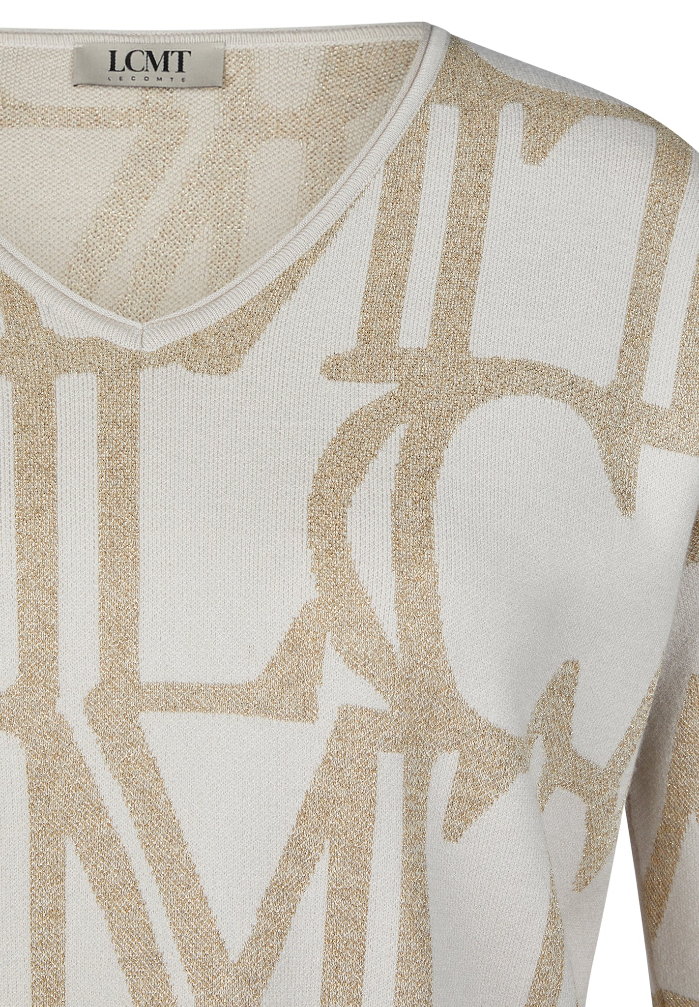 le comte glitter slogan knit in beige