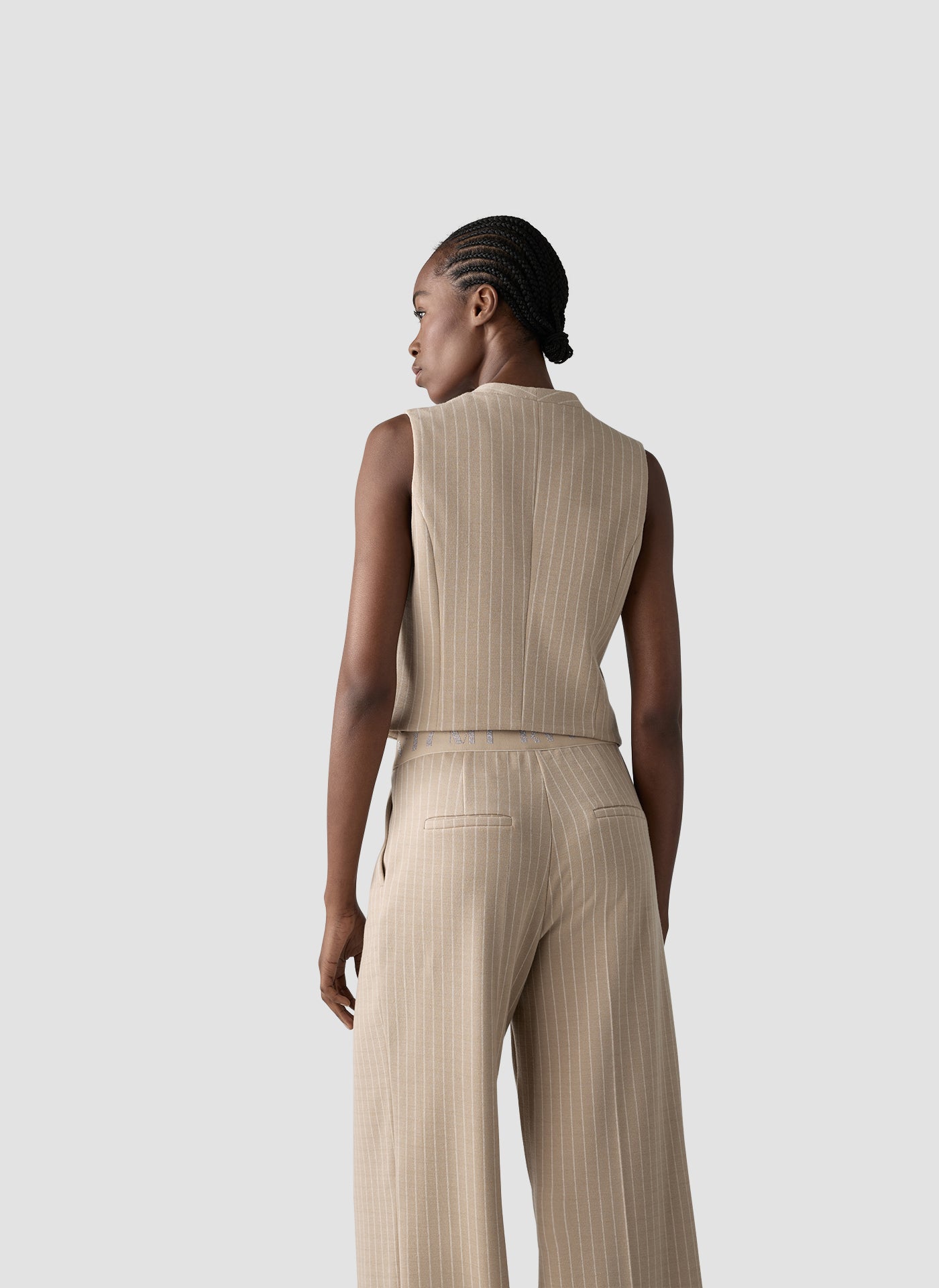 le comte pin stripe waistcoat in beige