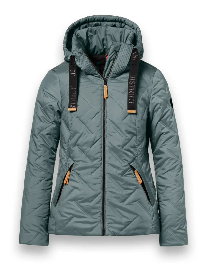 district frejus puffa jacket in dusty blue