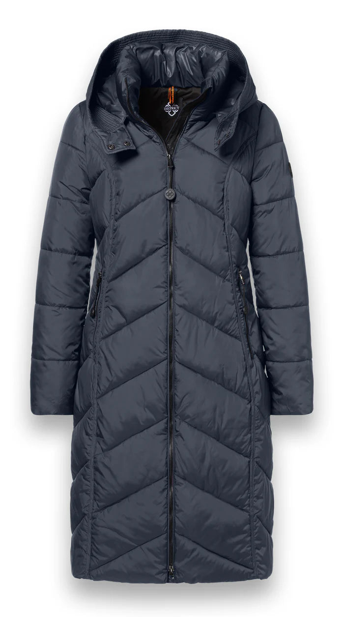 district arosa longline puffa jacket in anthracite