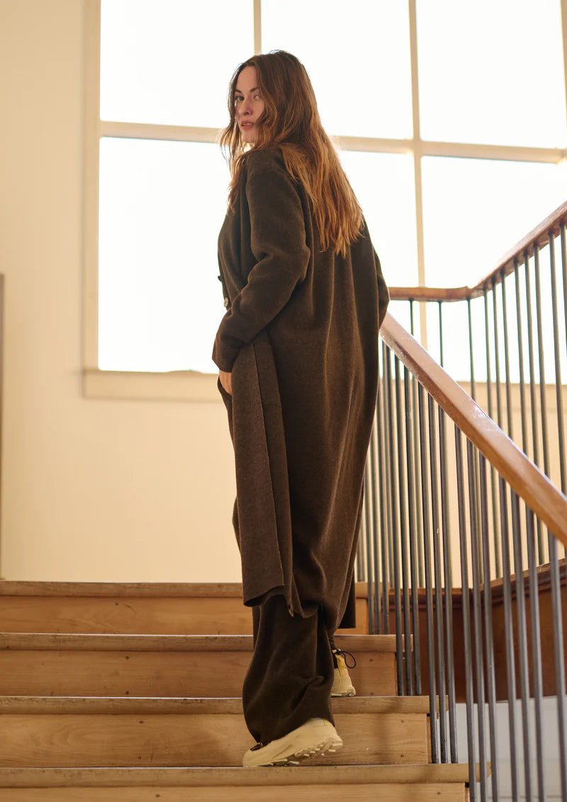 henriette steffensen button cardigan in brown