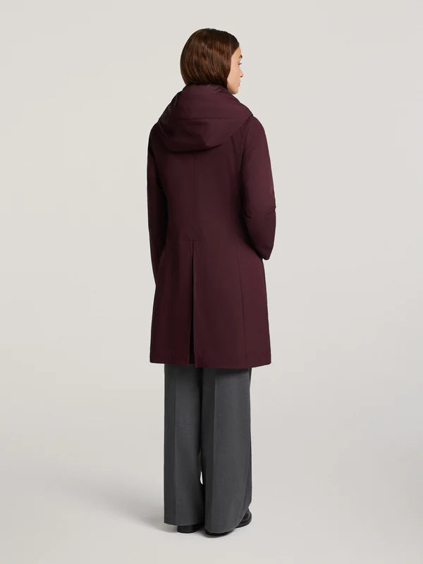 creenstone maggie button front coat in dark plum