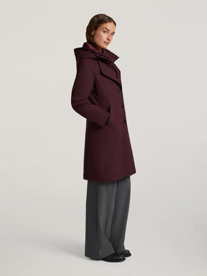 creenstone maggie button front coat in dark plum