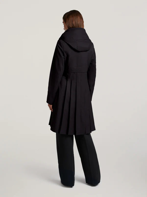 creenstone may pleated coat in black