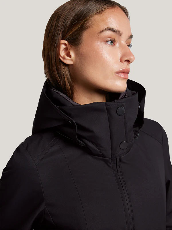 creenstone may pleated coat in black