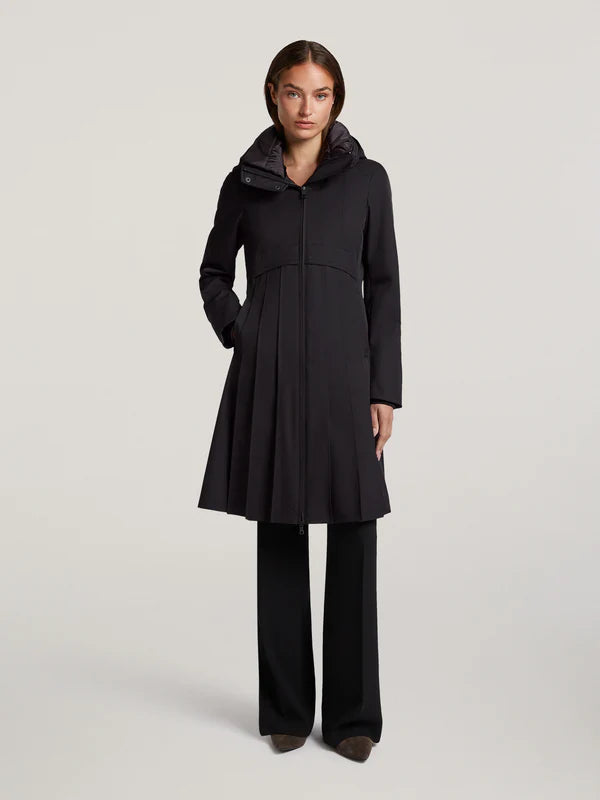 creenstone may pleated coat in black