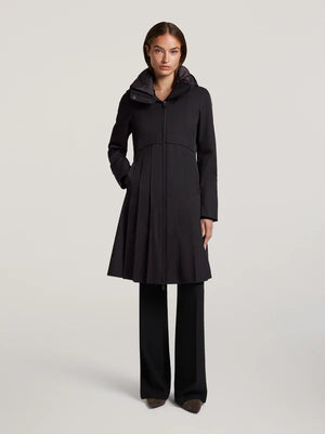 creenstone may pleated coat in black