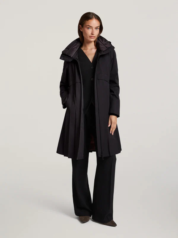 creenstone may pleated coat in black