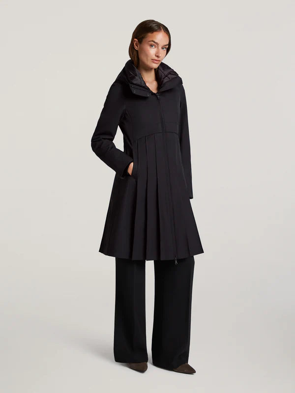 creenstone may pleated coat in black