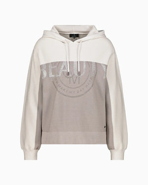 Monari two tone knit hoodie in taupe