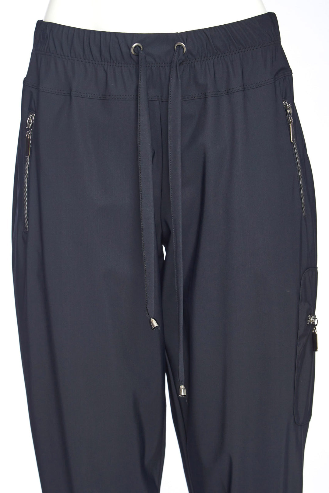NAYA cuff travel fabric trousers with zip pockets in anthracite