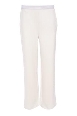 NAYA jersey style wide leg sporty trousers with elasticated waistband in stone