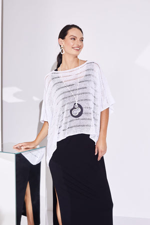 NAYA woven oversized overlayer knit top in white